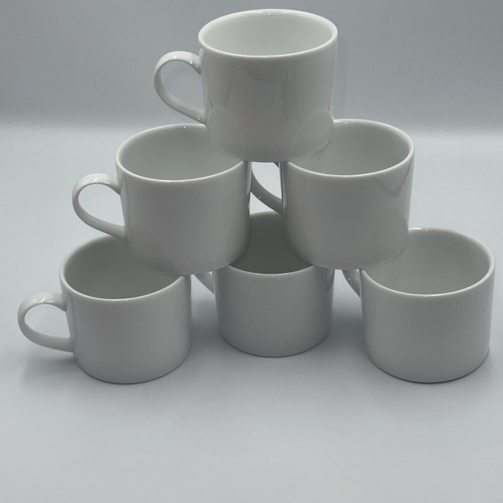 Ten Strawberry Street Vitreous Porcelain Glossy White Set of 6 Coffee Mugs 8oz
